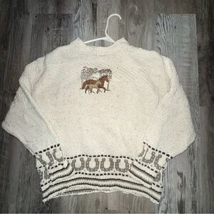 Croft and Barrow Women’s horse western equestrian sweater size large equine